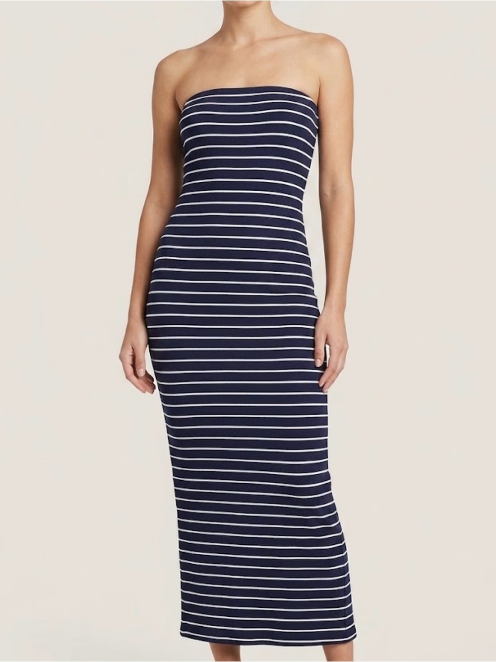 Striped Navy and White Maxi Tube dress